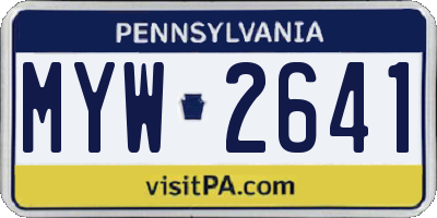 PA license plate MYW2641