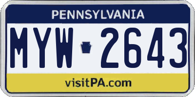 PA license plate MYW2643