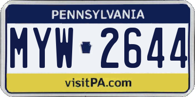 PA license plate MYW2644