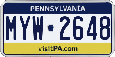 PA license plate MYW2648