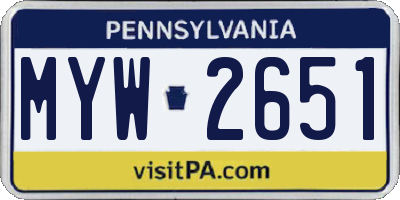PA license plate MYW2651
