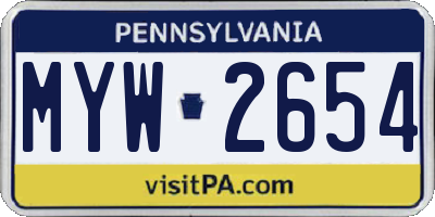 PA license plate MYW2654