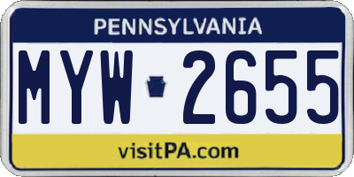 PA license plate MYW2655