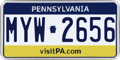 PA license plate MYW2656