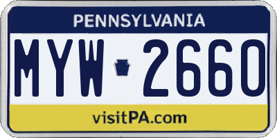 PA license plate MYW2660
