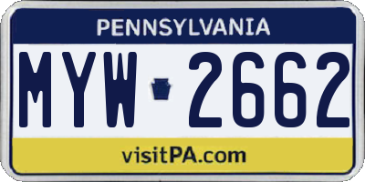 PA license plate MYW2662