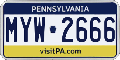 PA license plate MYW2666