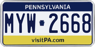 PA license plate MYW2668