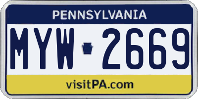 PA license plate MYW2669