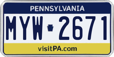 PA license plate MYW2671