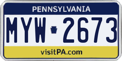 PA license plate MYW2673