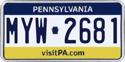 PA license plate MYW2681