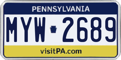 PA license plate MYW2689