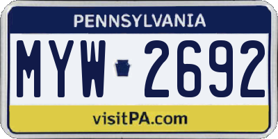 PA license plate MYW2692