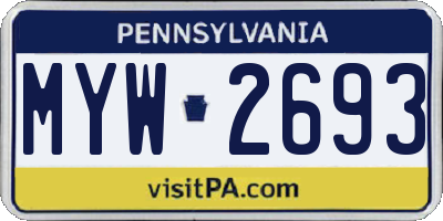 PA license plate MYW2693