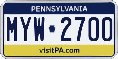 PA license plate MYW2700
