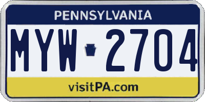 PA license plate MYW2704