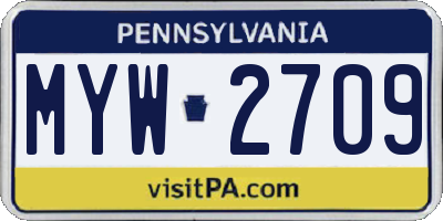 PA license plate MYW2709
