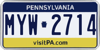 PA license plate MYW2714