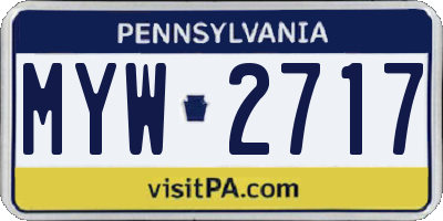 PA license plate MYW2717