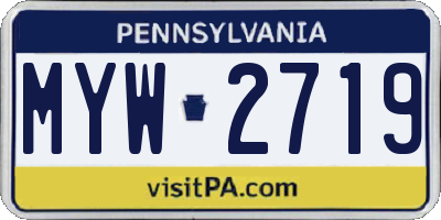 PA license plate MYW2719