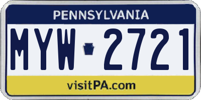 PA license plate MYW2721