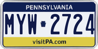 PA license plate MYW2724