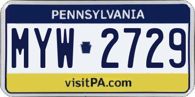 PA license plate MYW2729