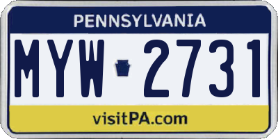 PA license plate MYW2731
