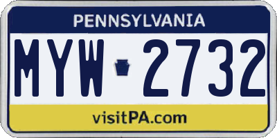 PA license plate MYW2732