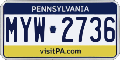 PA license plate MYW2736