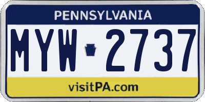 PA license plate MYW2737