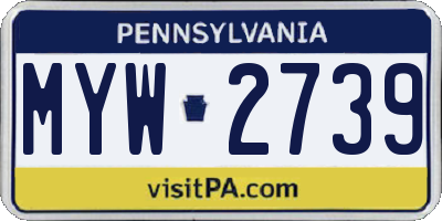 PA license plate MYW2739