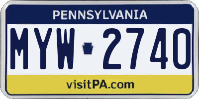 PA license plate MYW2740