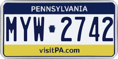 PA license plate MYW2742