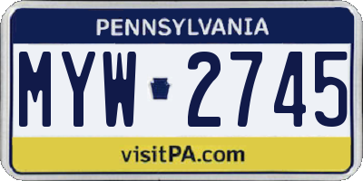PA license plate MYW2745