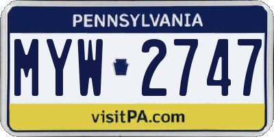 PA license plate MYW2747