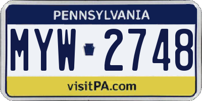 PA license plate MYW2748