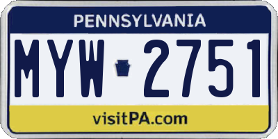 PA license plate MYW2751