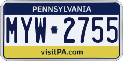 PA license plate MYW2755