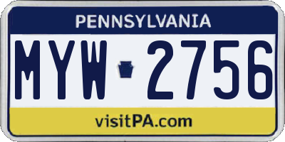 PA license plate MYW2756