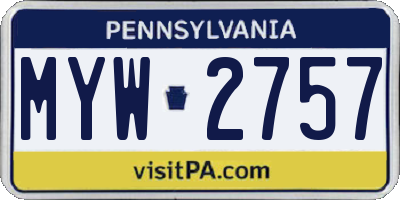 PA license plate MYW2757