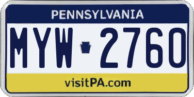 PA license plate MYW2760