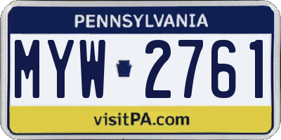 PA license plate MYW2761