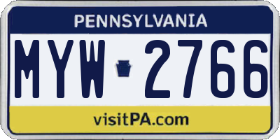 PA license plate MYW2766