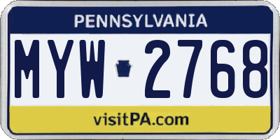 PA license plate MYW2768