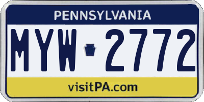PA license plate MYW2772