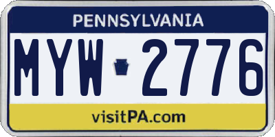 PA license plate MYW2776