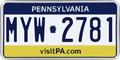 PA license plate MYW2781