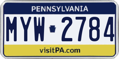 PA license plate MYW2784